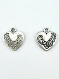 16mm Fancy Heart Charm Rhodium