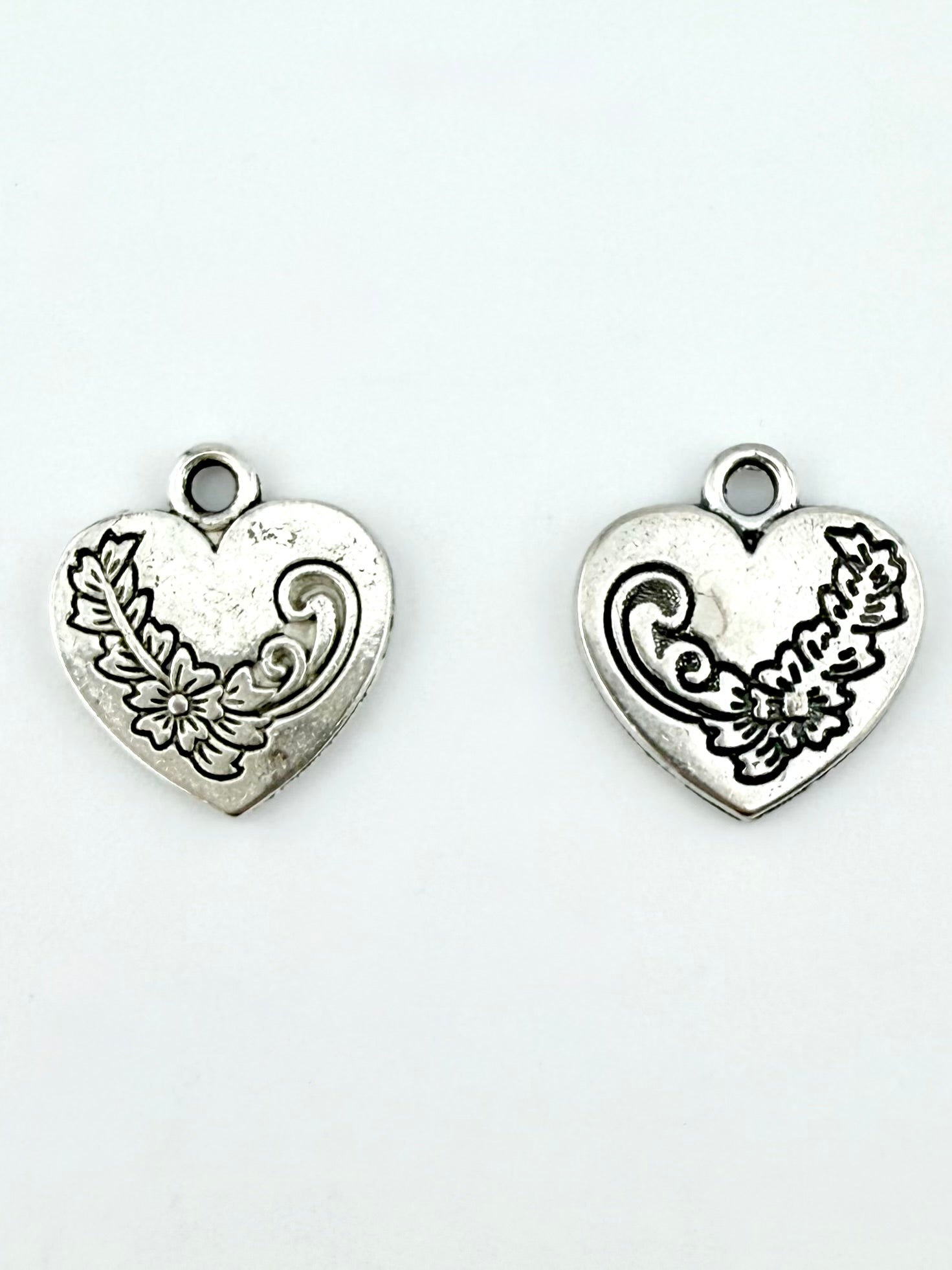 16mm Fancy Heart Charm Rhodium