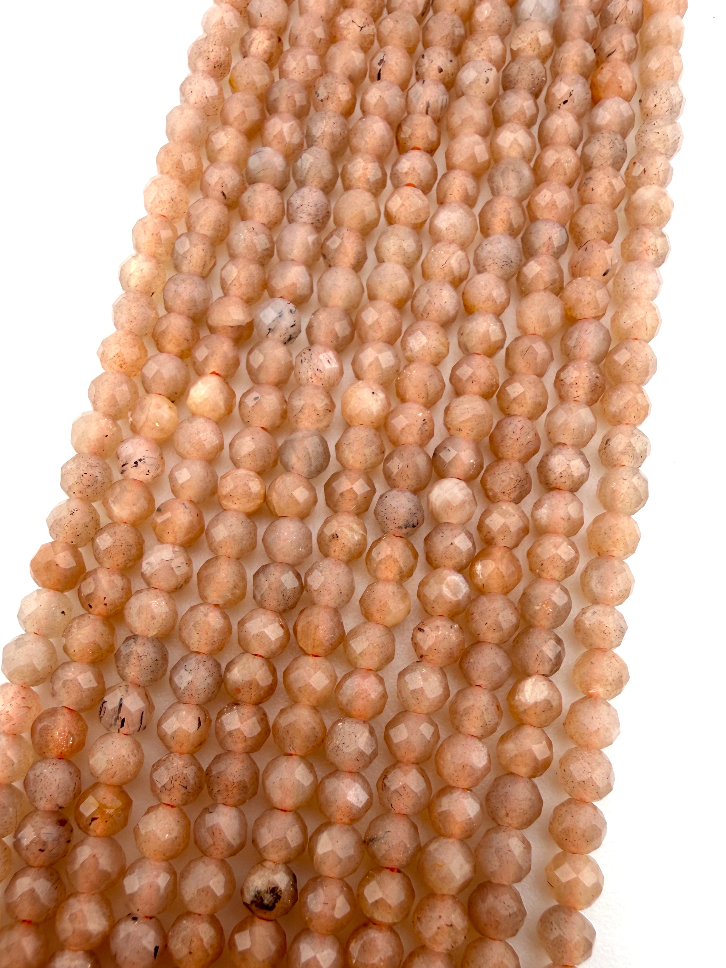 3mm Faceted Sun Stone Beads