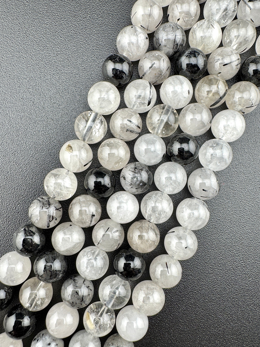 Tourmalinated Quartz Beads Available in 6mm, 8mm, 10mm, 12mm, 14mm, 16mm  Sizes