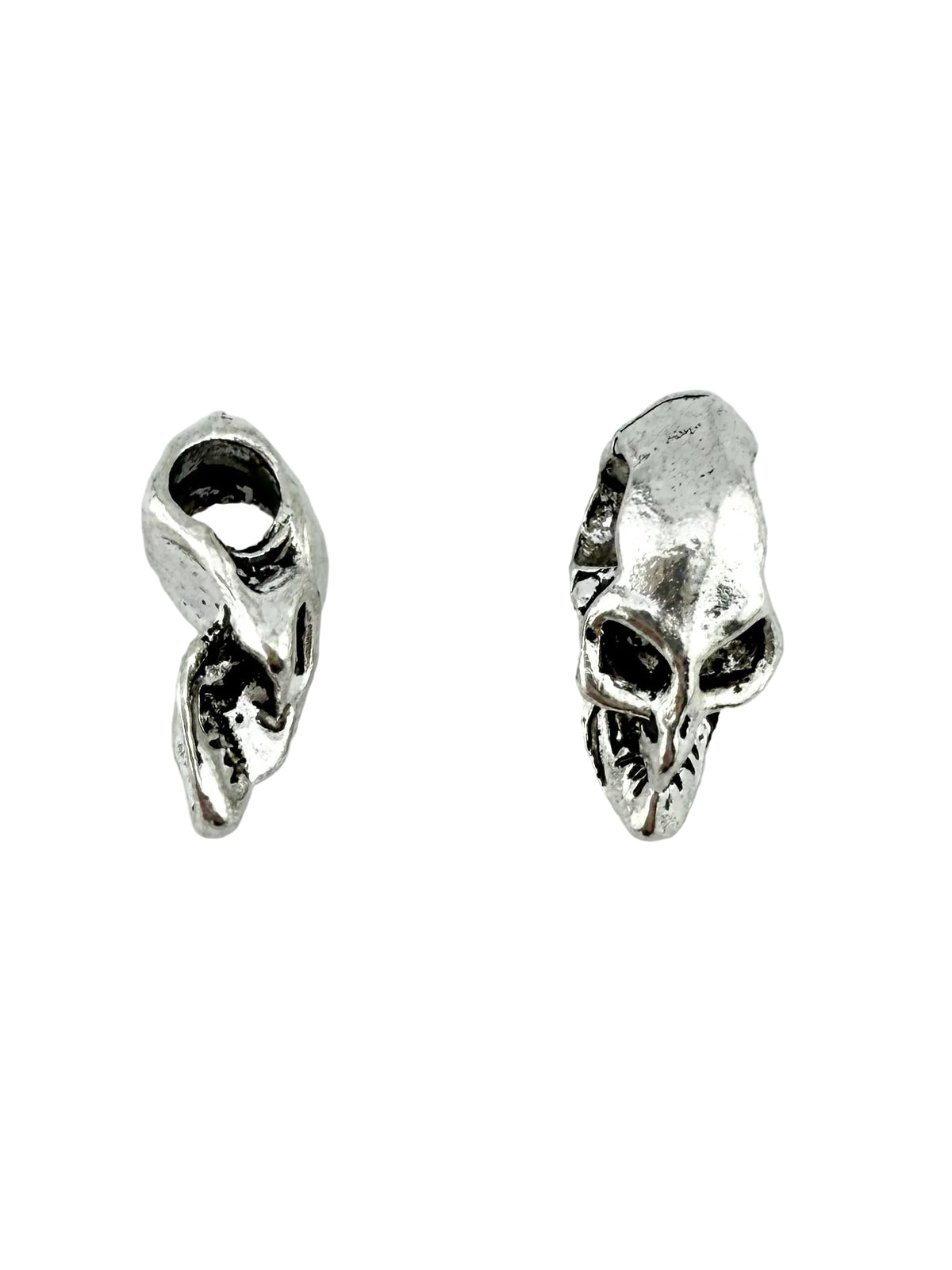 7.5x16.5mm Large Hole Skull Bead Rhodium