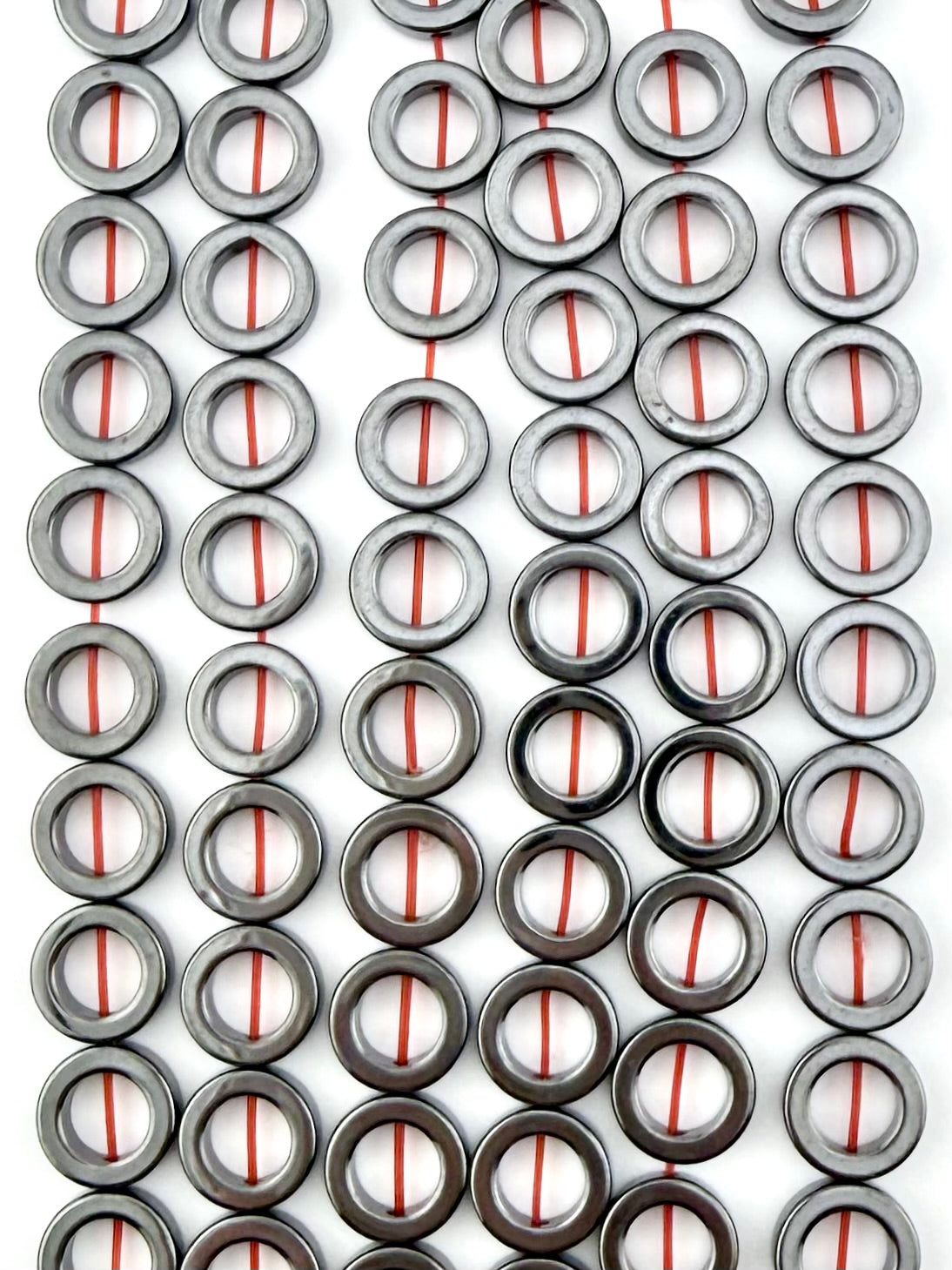 3x10mm Hematite Round Frame Beads