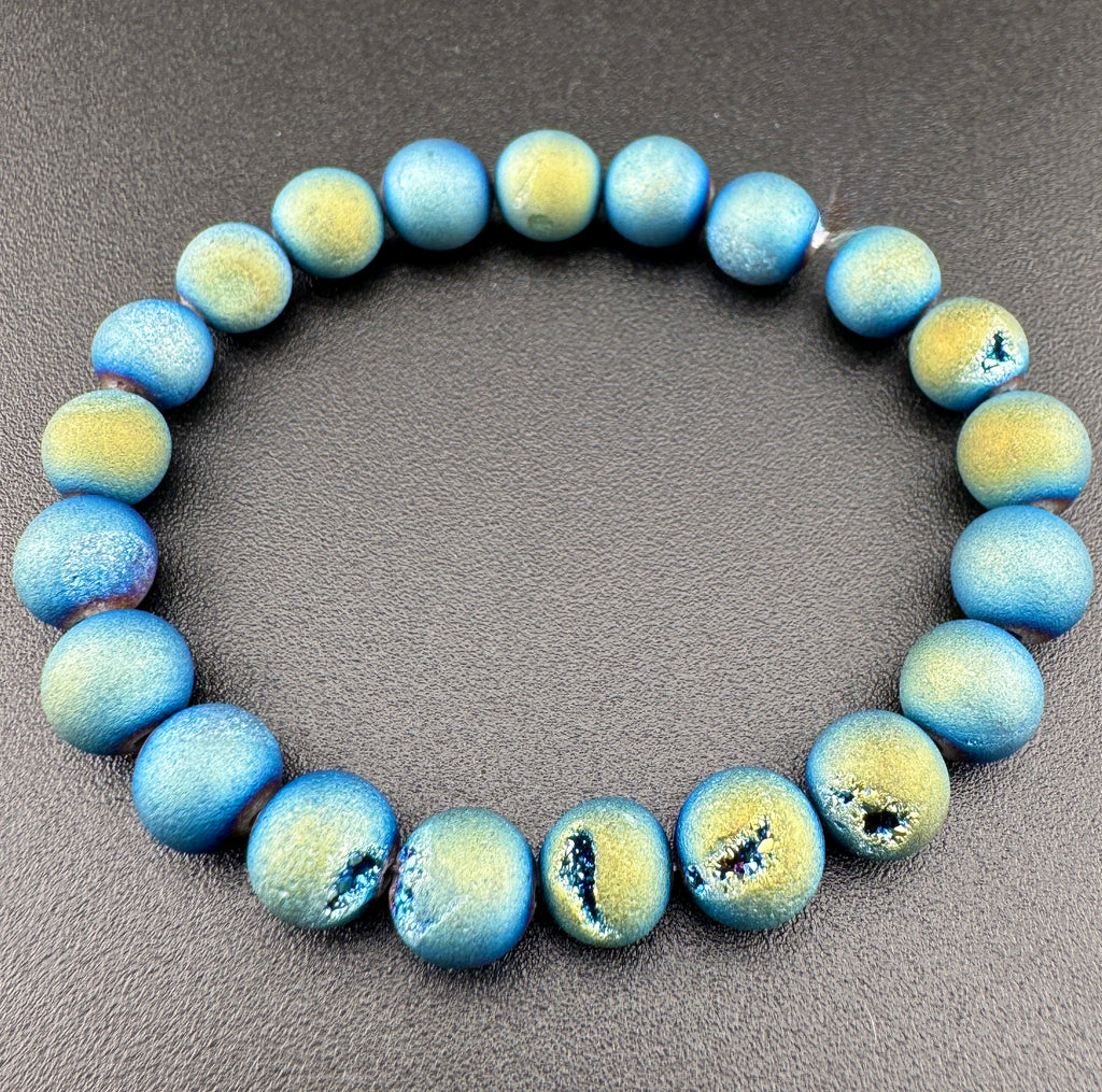Blue Green Druzy Beads Available in 6mm, 8mm Sizes