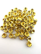 Brass Rhinestone Rondelle Spacers Yellow Gold with Clear Crystal