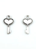 17.5mm Toy Key Heart Charm Rhodium