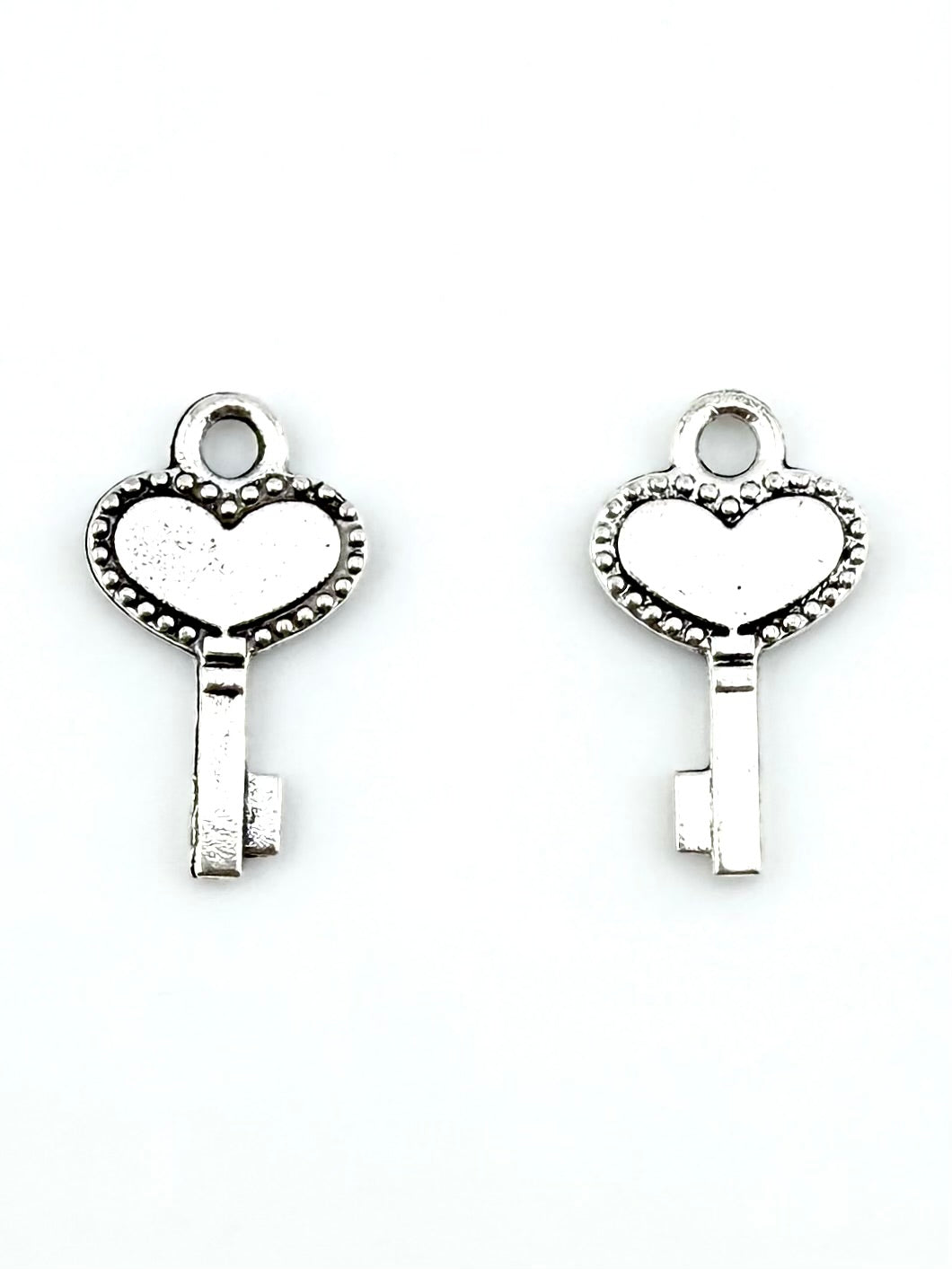 17.5mm Toy Key Heart Charm Rhodium