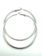 Diamond Cut Round Frame Hoop Earing Pair