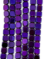 2.5x6mm Hematite Flat Rounded Square Metallic Purple Gold