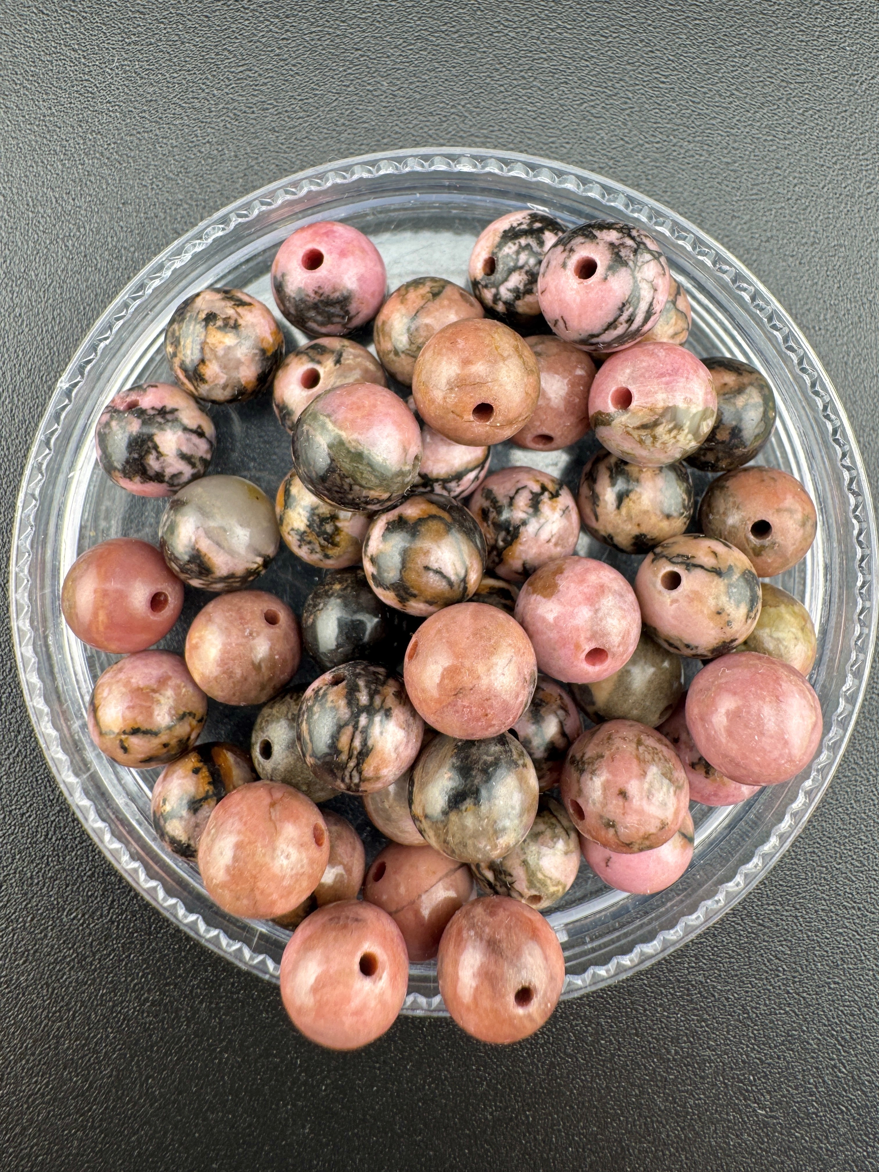 Rhodonite Beads Available in 4mm, 6mm, 8mm Sizes