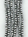 2mm Rhodium Faceted Round Hematite Beads