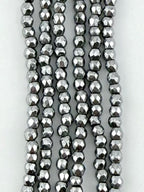 2mm Rhodium Faceted Round Hematite Beads