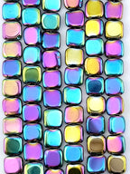 2.5x8mm Hematite Flat Rounded Square Rainbow