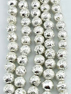 8mm Round Lava Plated Beads Silver