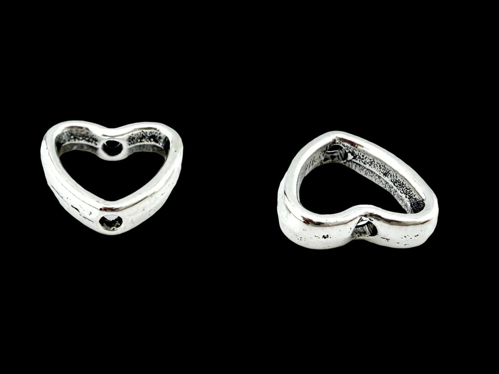 10x12mm Heart Frame Spacer Bead Rhodium