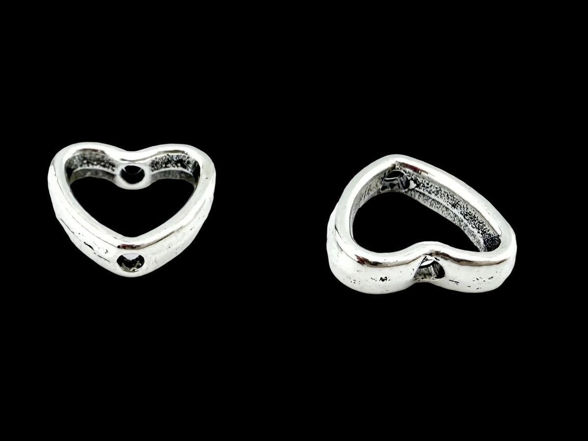 10x12mm Heart Frame Spacer Bead Rhodium