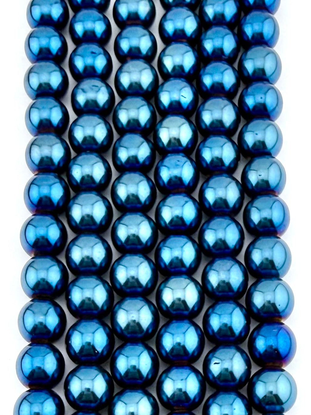 8mm Round Hematite Beads Metallic Navy