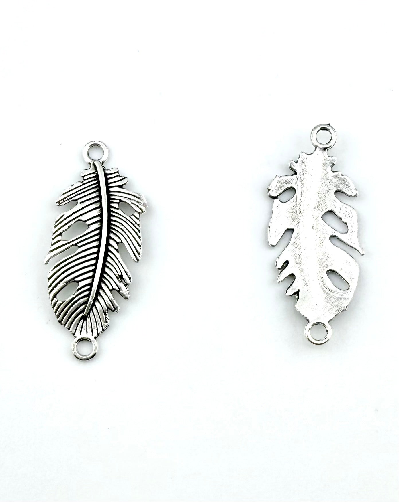 32.5mm Feather Connector Rhodium Charm