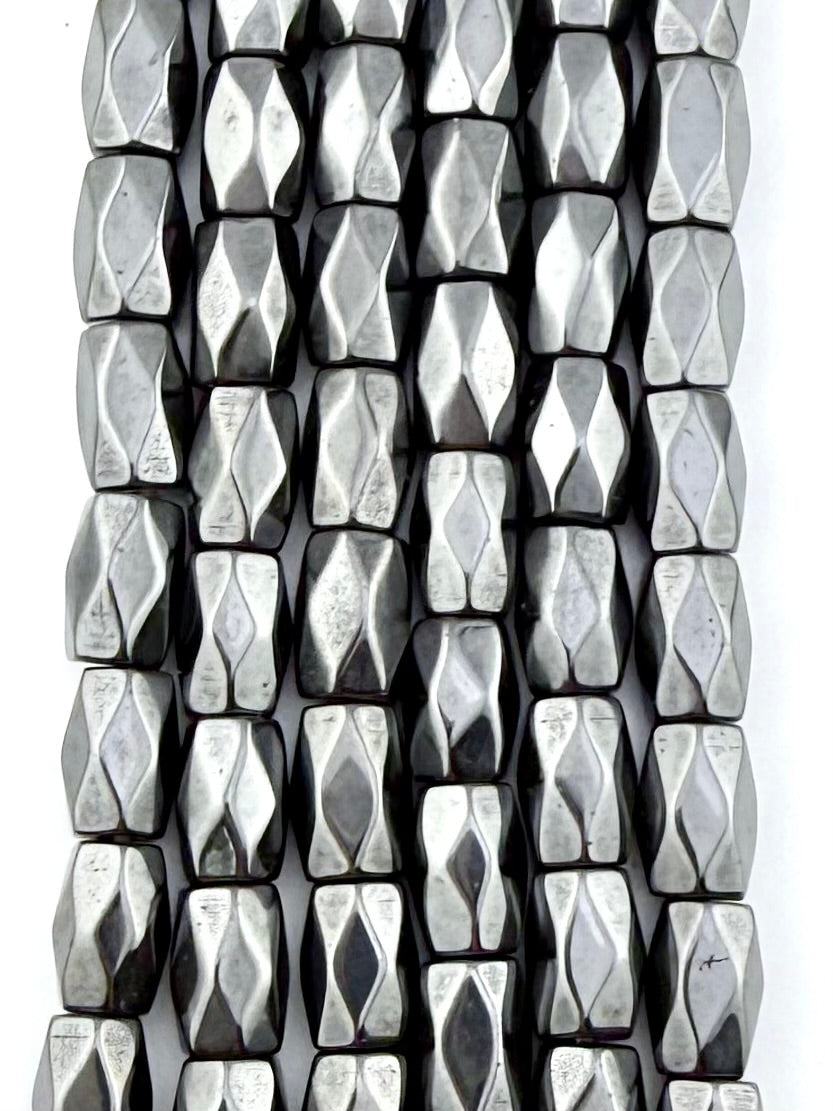 5x8mm Hematite Faceted Column Beads