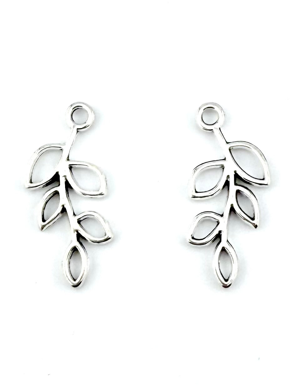 25mm Leafe on Vine Charm Rhodium