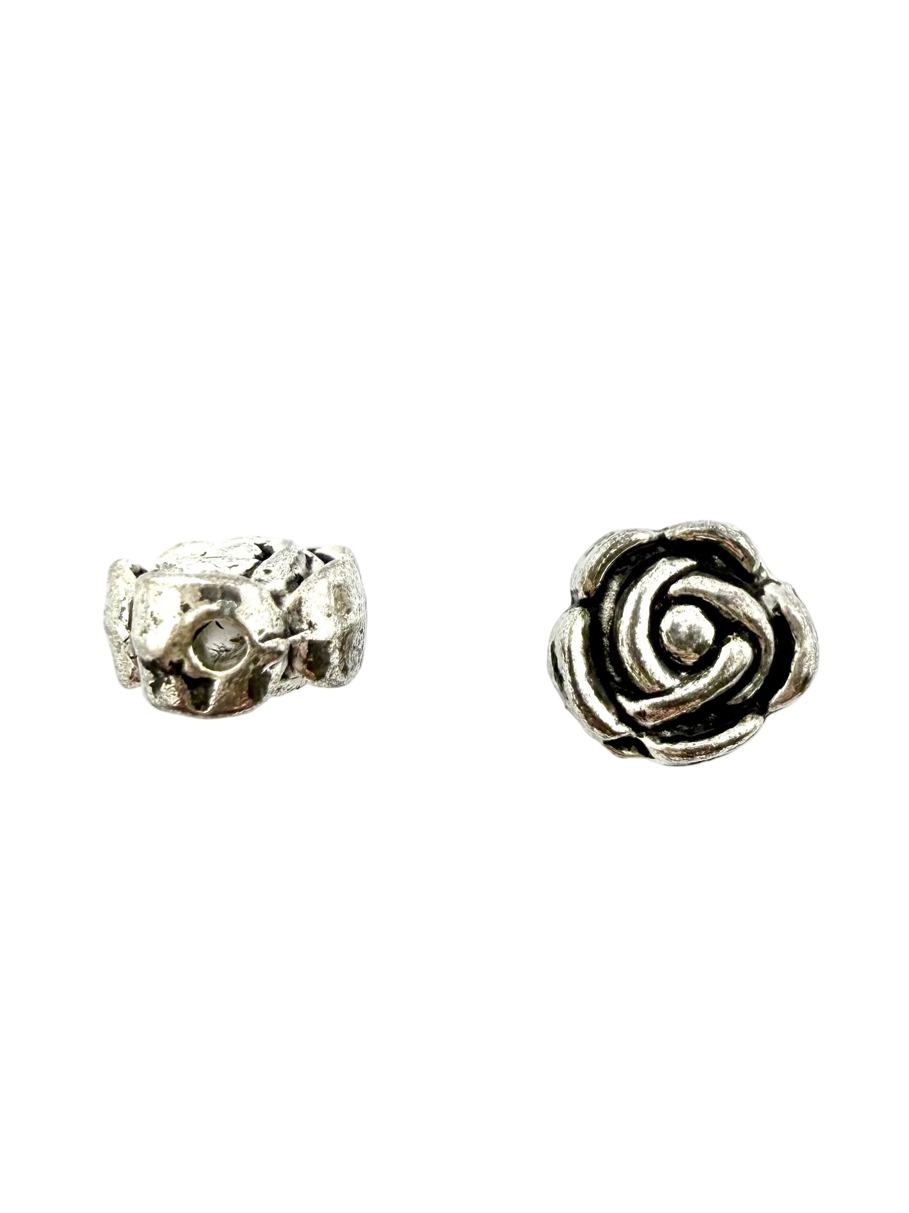 6x4mm Rose Spacer Bead Rhodium