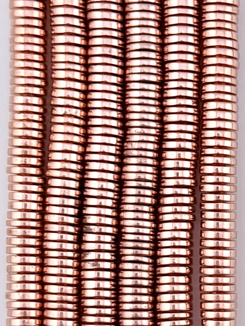 1.5x6.5mm Hematite Heishi Beads Rose Gold