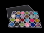 Clear Round Bead Storage Containers With Case  – 24 Pieces
