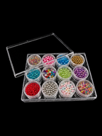 Clear Round Bead Storage Containers With Case  – 12 Pieces