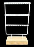 White Metal Earring Display Stand with Wooden Base