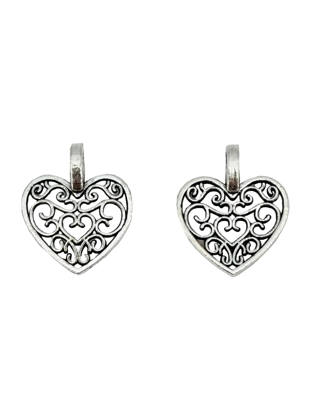 16.5mm Filigree Heart Charm Rhodium