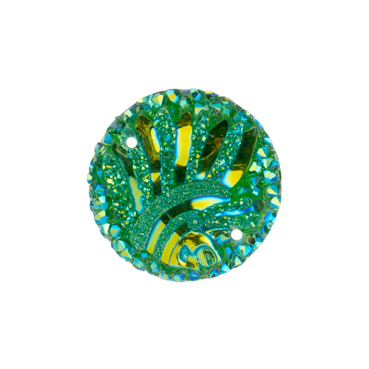 Resin Sew-on Head Cub Sparkle Stone 10pcs Round 25mm Green AB