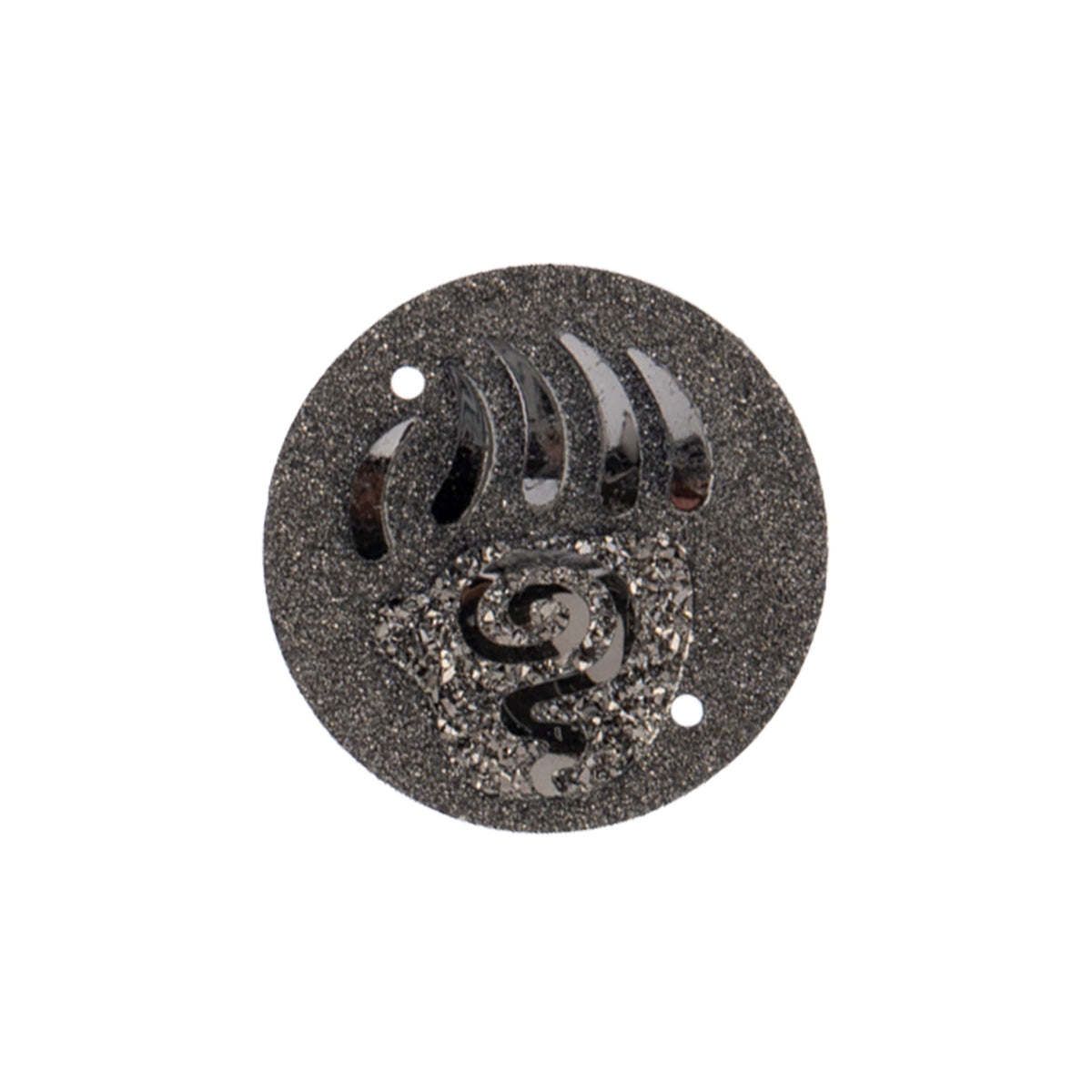 Resin Sew-on Bear Paw Sparkle Stone 10pcs Round 25mm Gunmetal