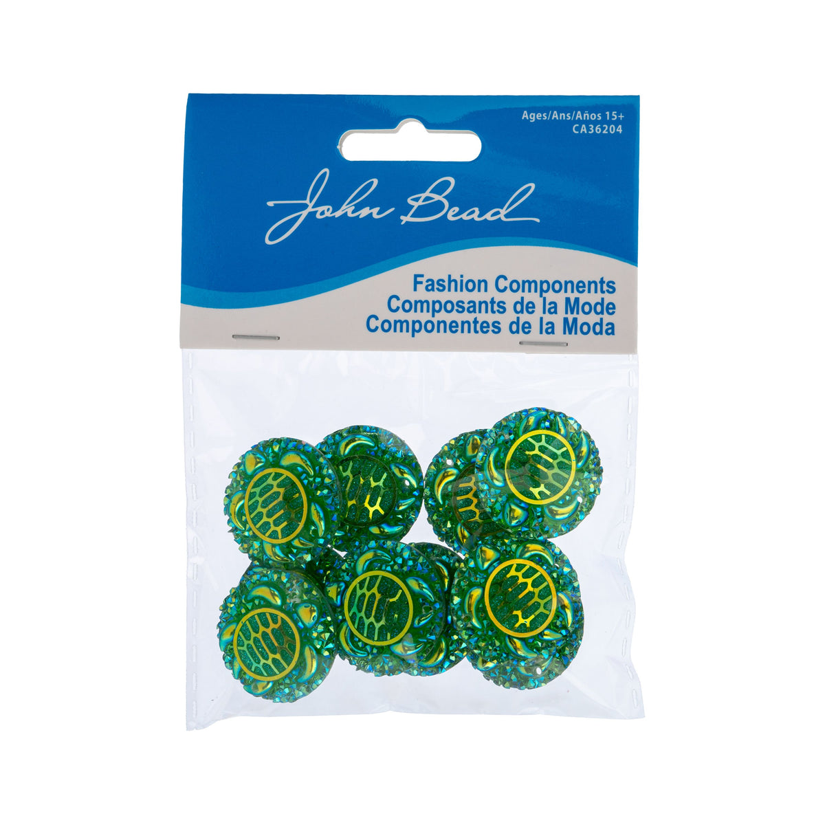 Resin Sew-on Turtle Sparkle Stone 10pcs Round 25mm Green AB