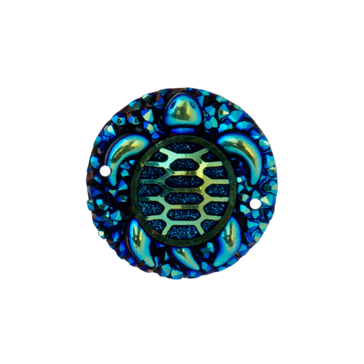 Resin Sew-on Turtle Sparkle Stone 10pcs Round 25mm Black AB