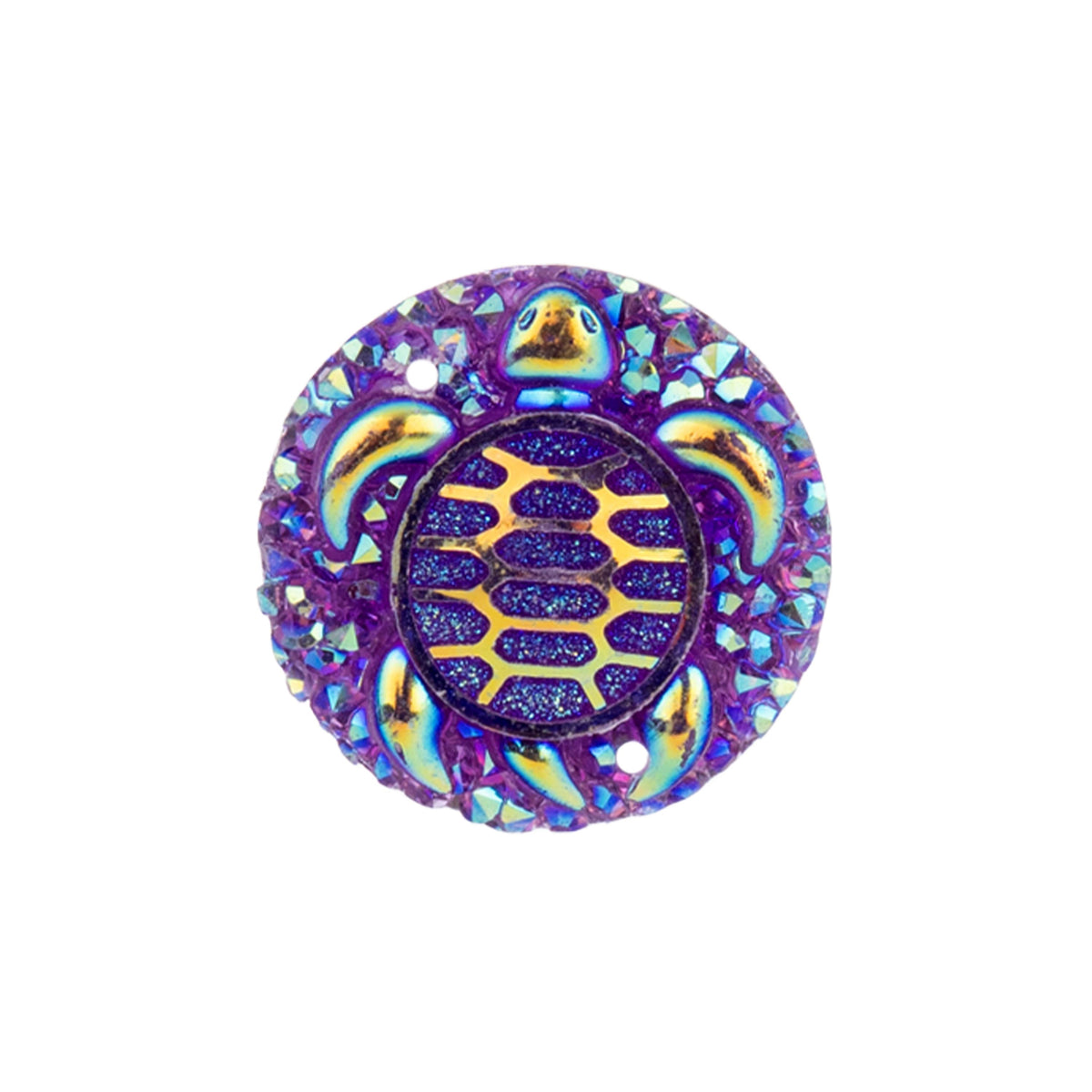 Resin Sew-on Turtle Sparkle Stone 10pcs Round 25mm Purple AB