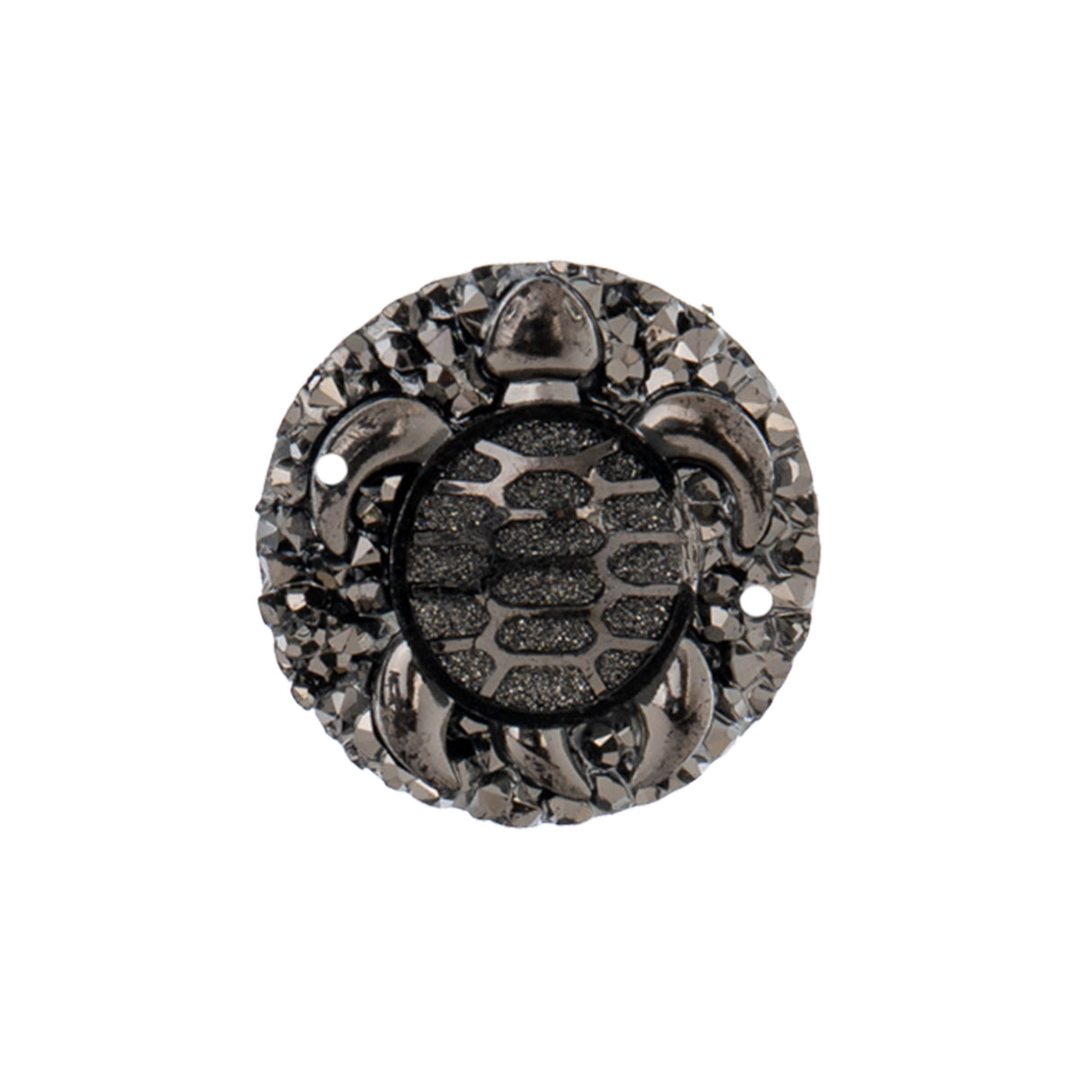 Resin Sew-on Turtle Sparkle Stone 10pcs Round 25mm Gunmetal