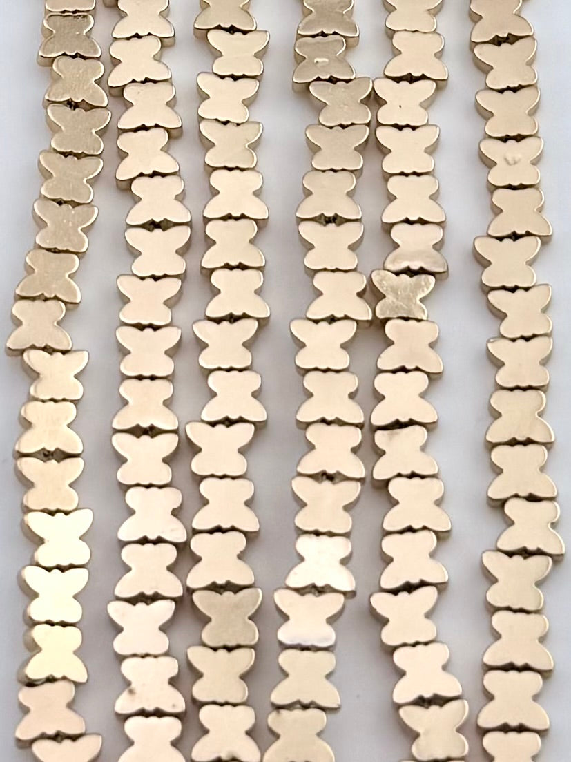 4.5x6mm Hematite Butterfly Beads Gold