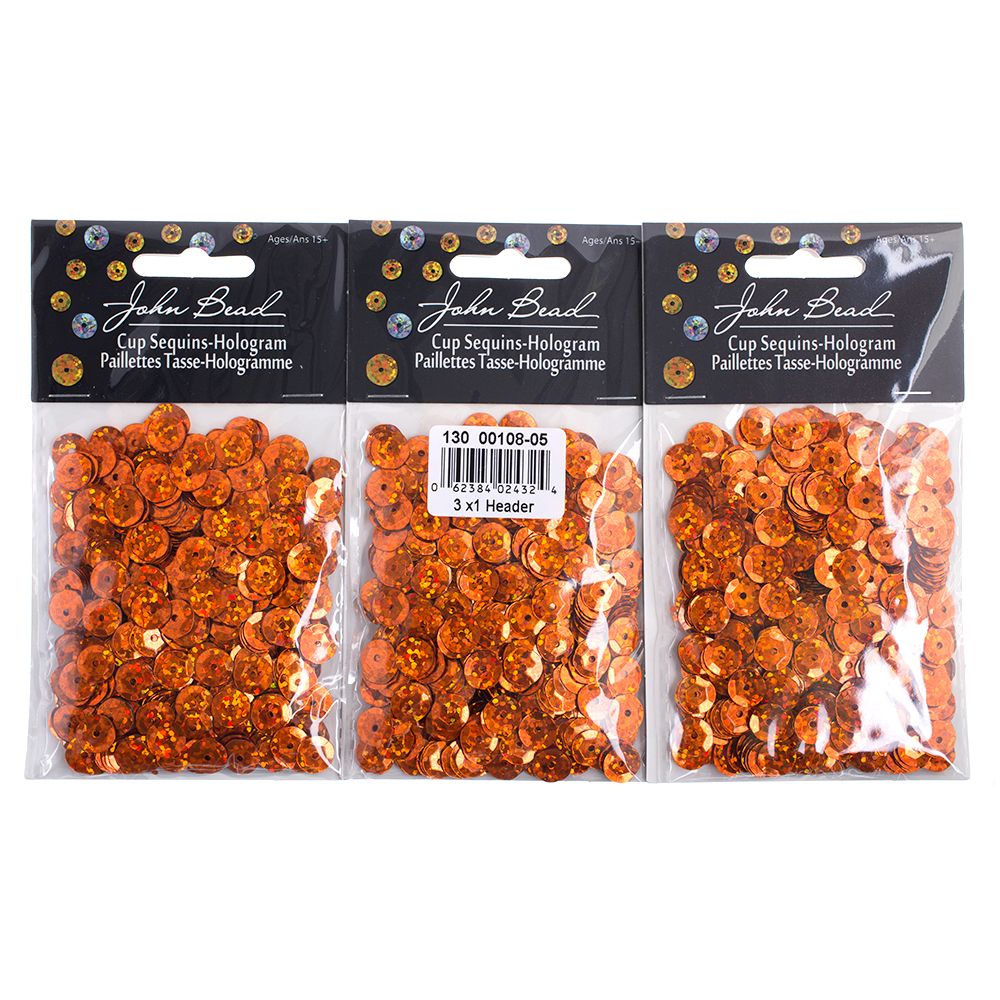 Sequins Round 8mm Aprx 850pcs Hologram Orange
