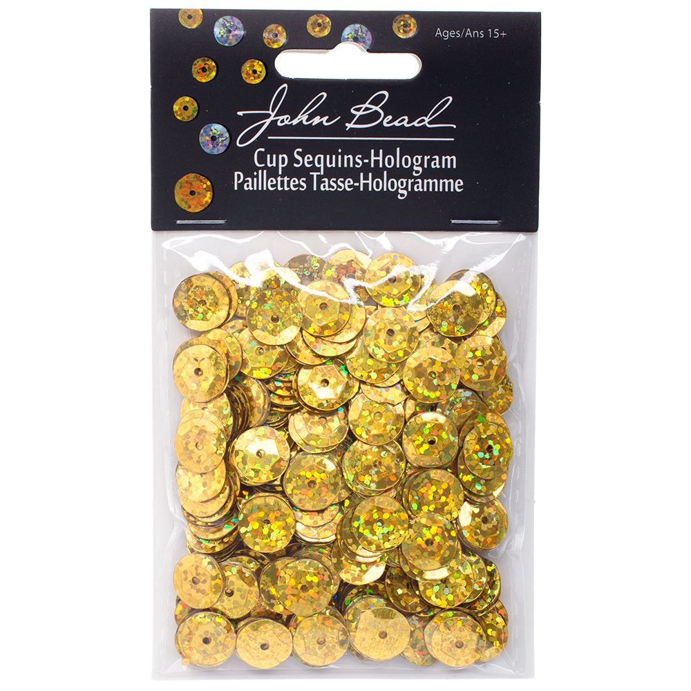 Sequins Round 10mm Aprx 450pcs Hologram Gold
