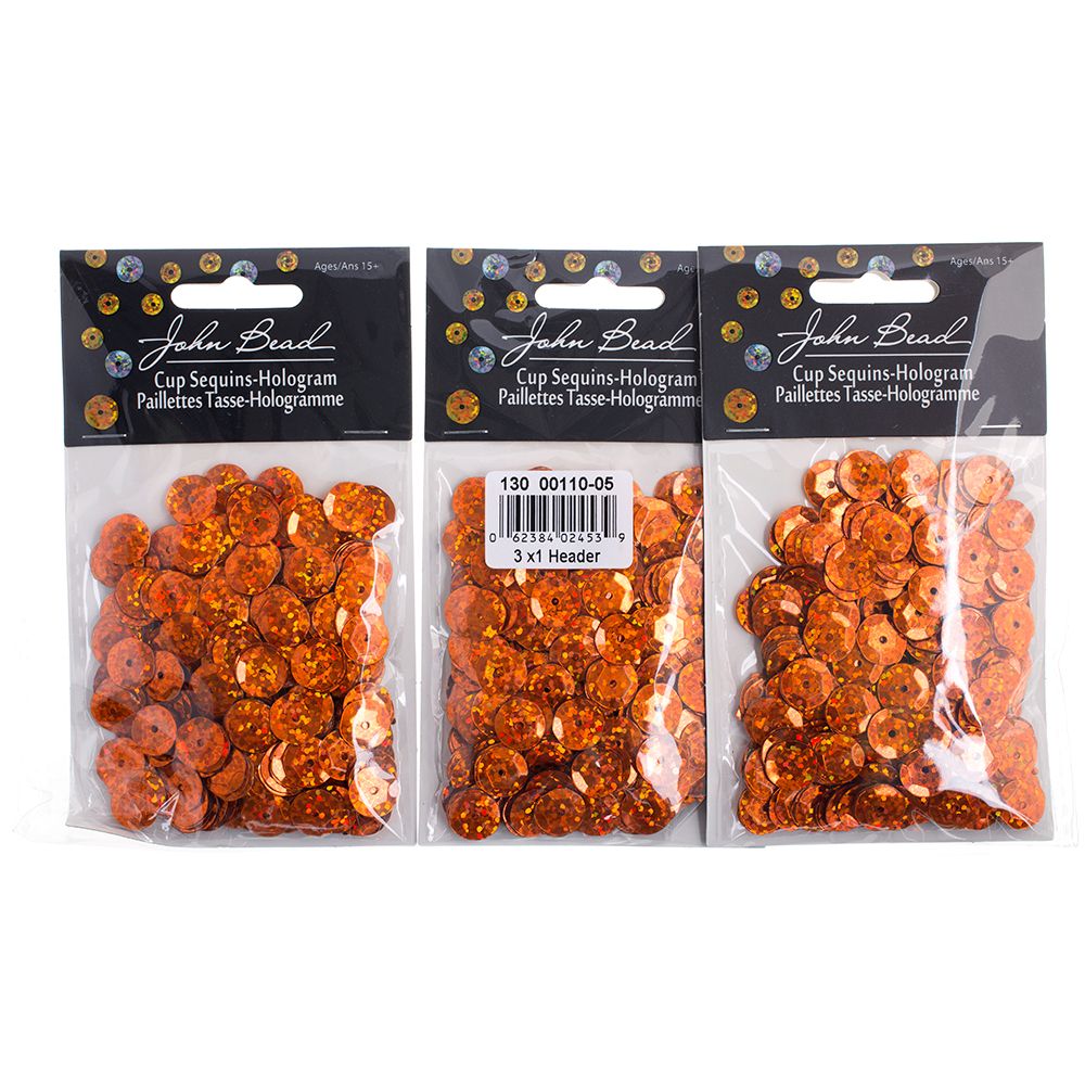 Sequins Round 10mm Aprx 450pcs Hologram Orange