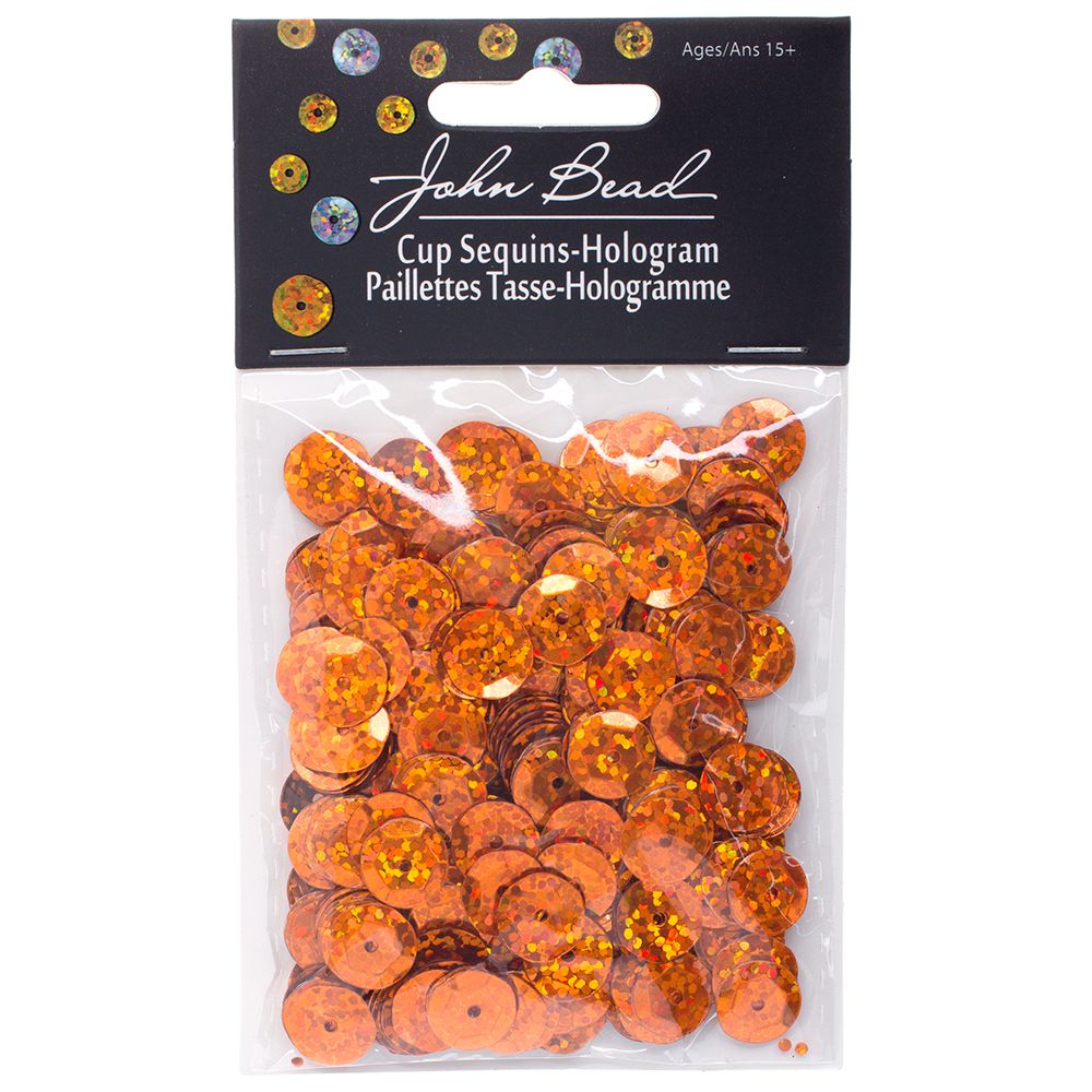 Sequins Round 10mm Aprx 450pcs Hologram Orange