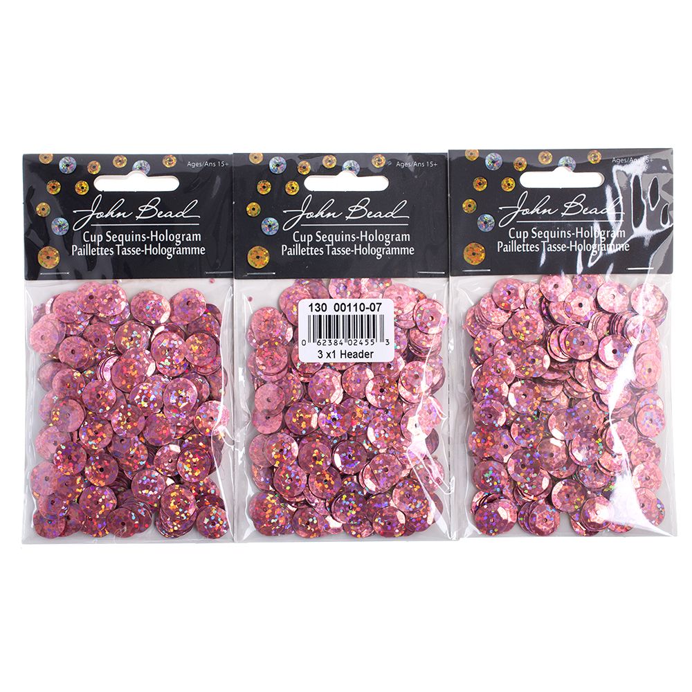 Sequins Round 10mm Aprx 450pcs Hologram Rosa