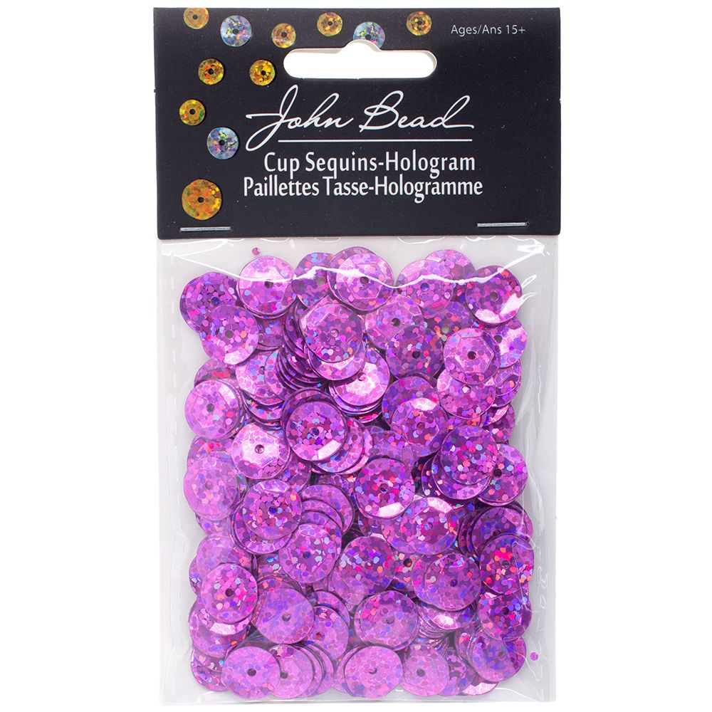 Sequins Round 10mm Aprx 450pcs Hologram Hot Pink