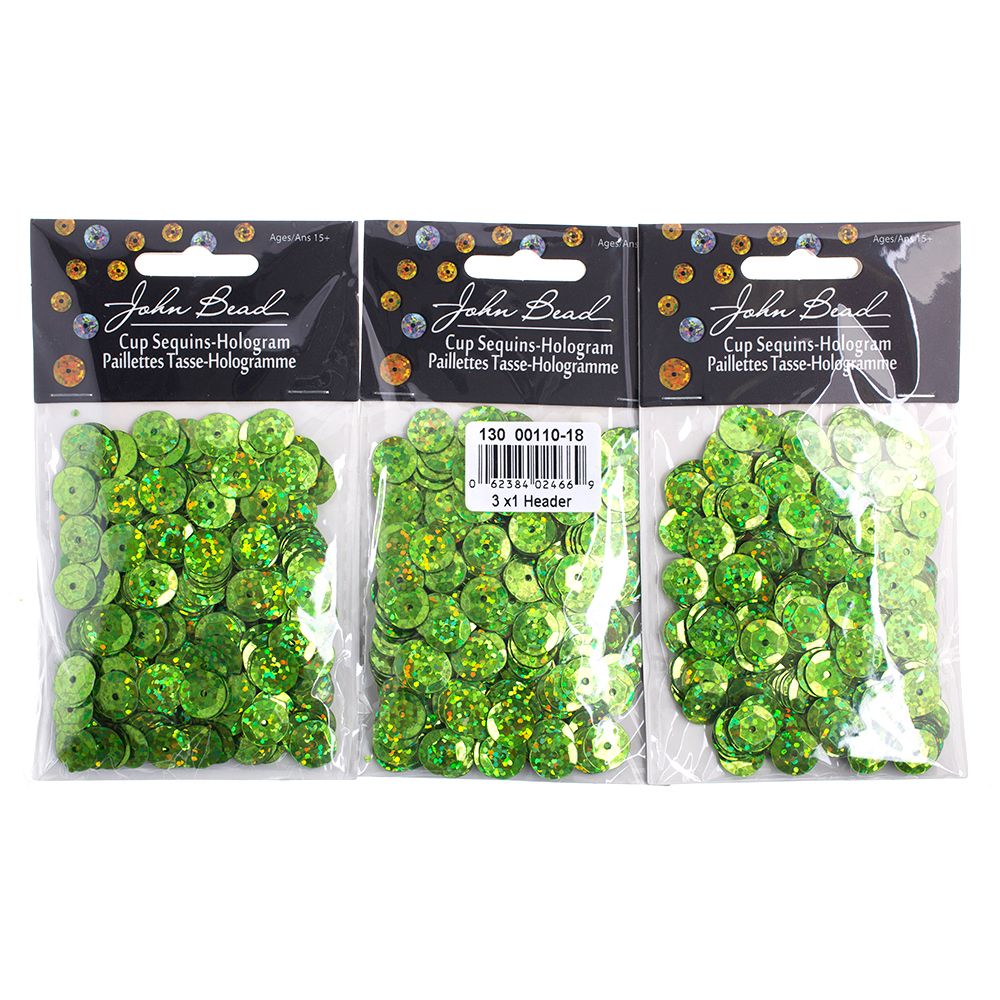Sequins Round 10mm Aprx 450pcs Hologram Lime Green