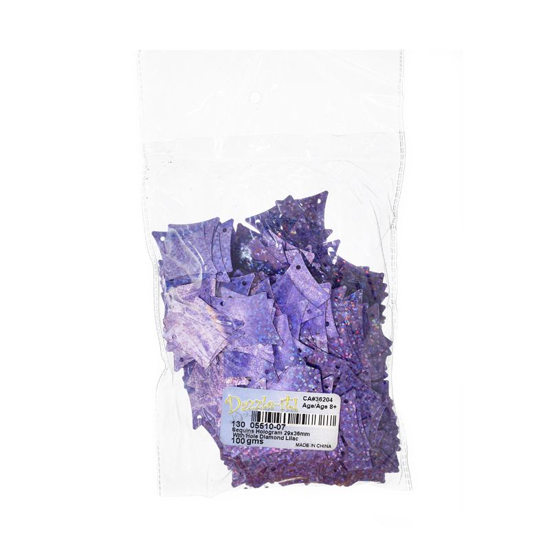 Sequins Hologram 29x36mm With Hole Diamond LILAC