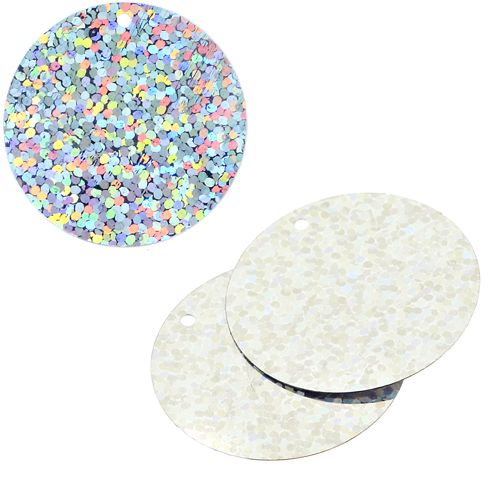 Sequins Hologram 30mm - 1mm Hole Round SILVER