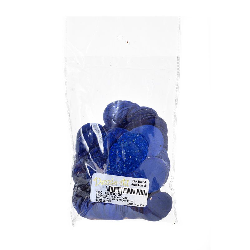 Sequins Hologram 30mm 1mm Hole Round ROYAL BLUE