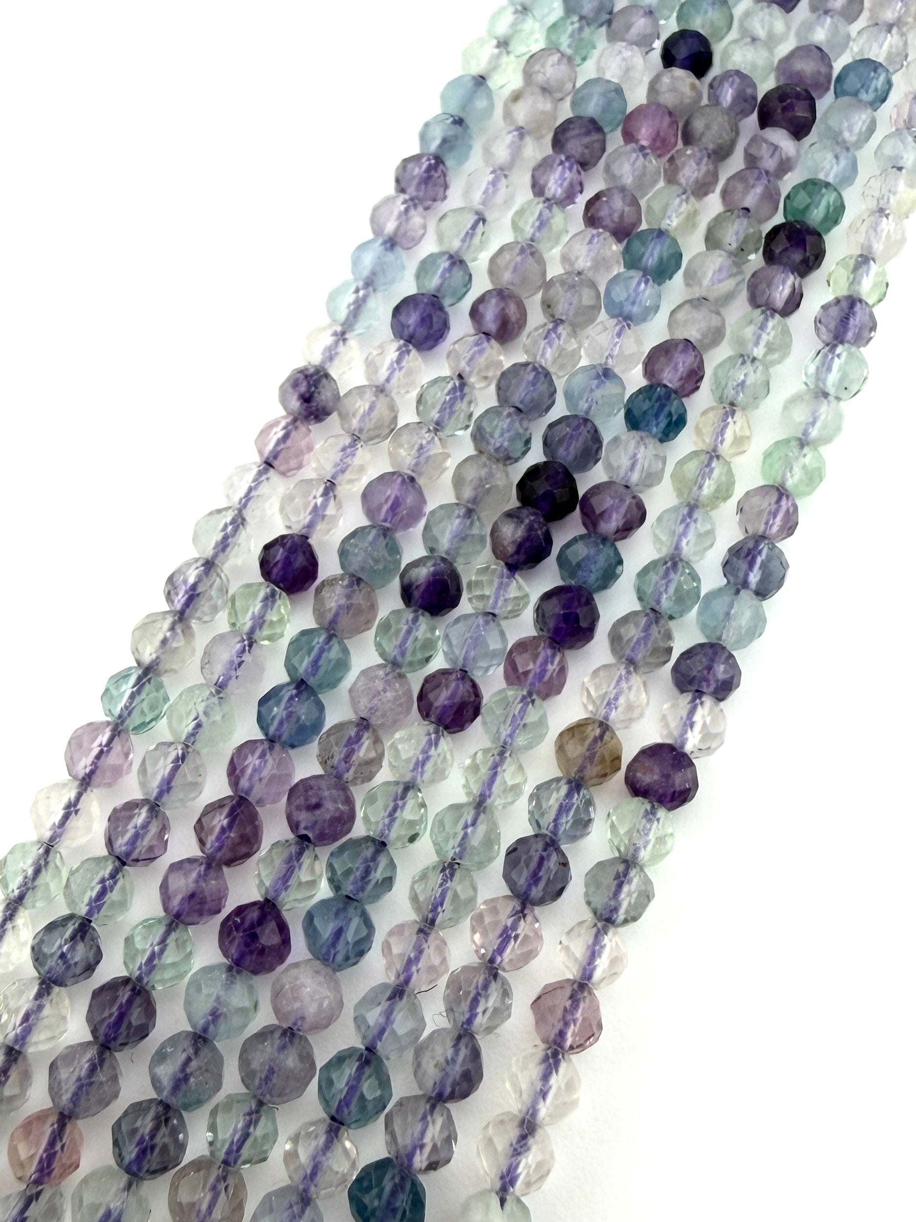 3mm Faceted Purple Fluorite Beads