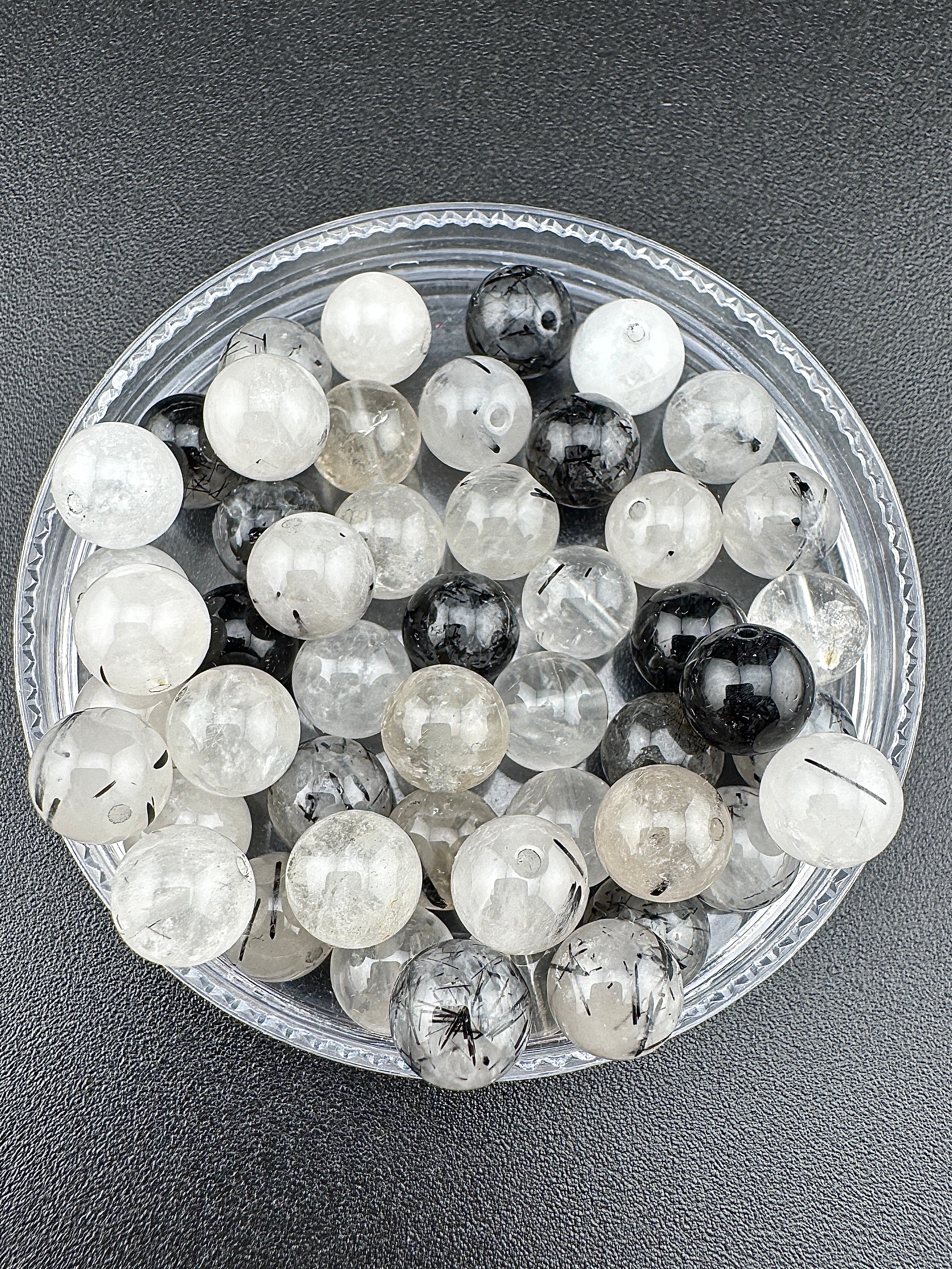 Tourmalinated Quartz Beads Available in 6mm, 8mm, 10mm, 12mm, 14mm, 16mm  Sizes