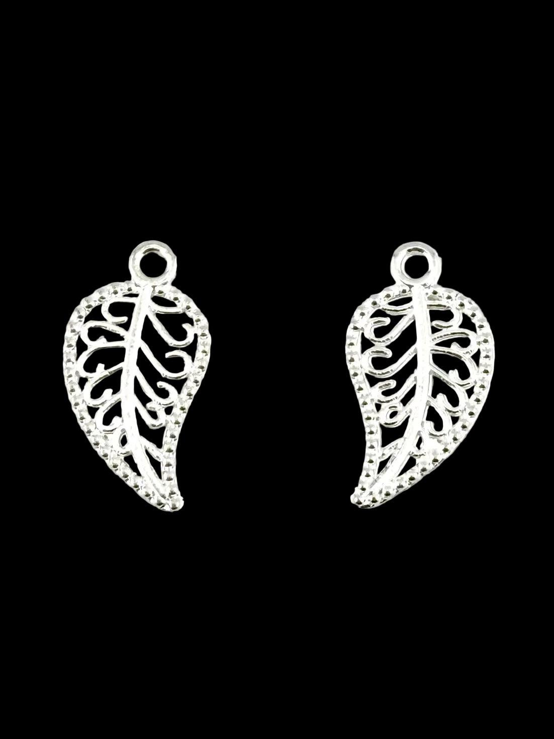 19mm Filigree Leaf Charm Silver