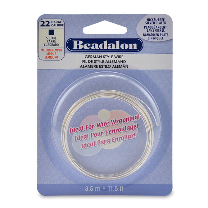 Beadalon Squar 20-22g German Plated Silver Craft Wire